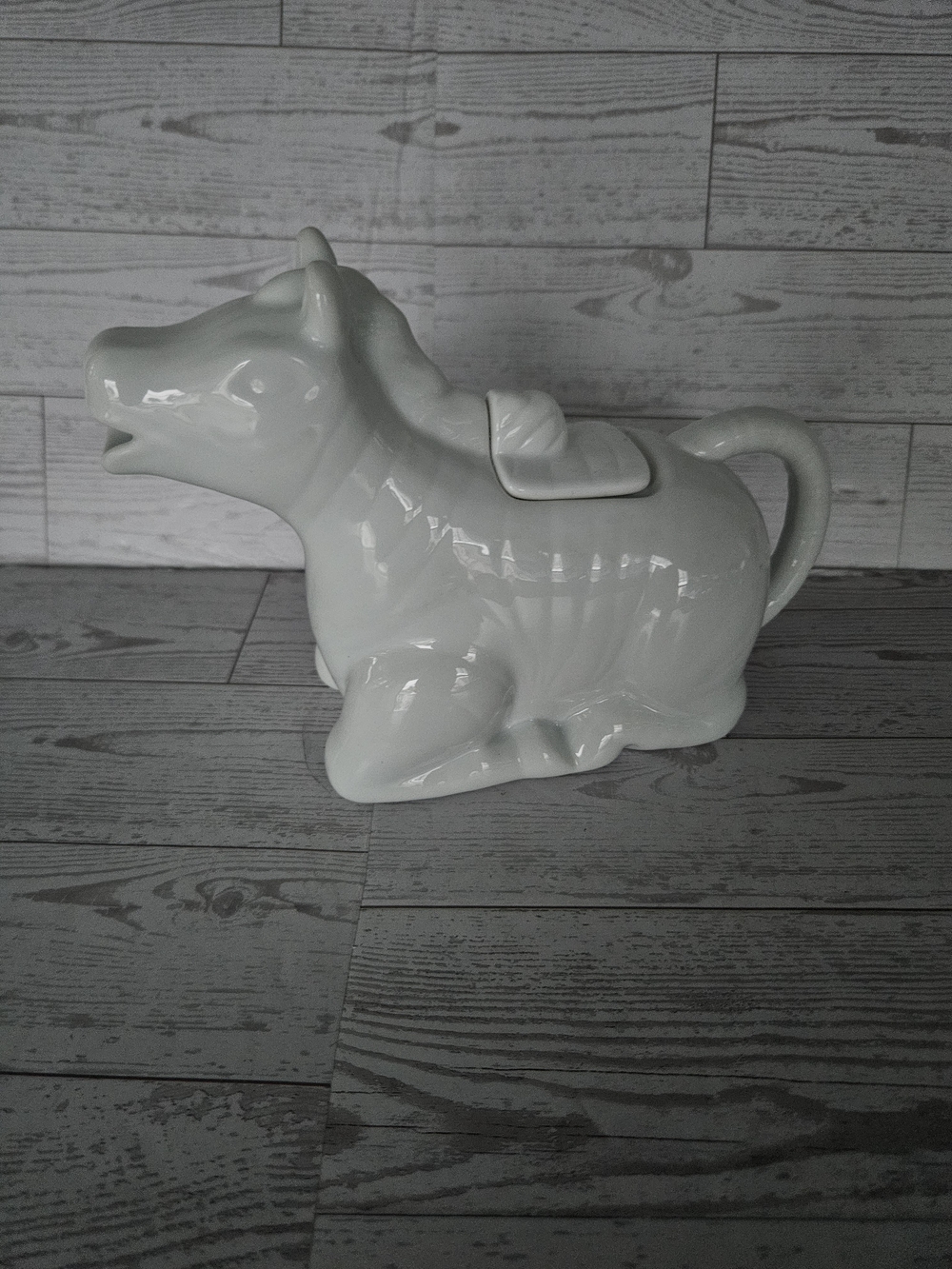 Vintage BIA Cordon Bleu White Porcelain Horse Teapot – 8" Novelty